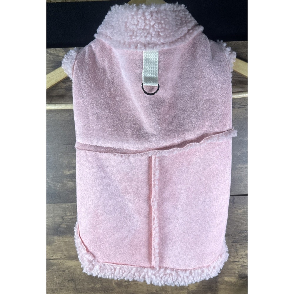 Pink Fleece Warm Dog Vest Shirt Puffy Collar Button Up Size XL Fast Shipping